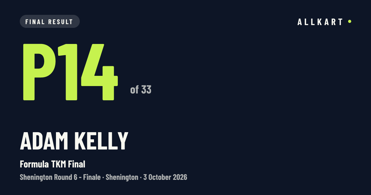 Adam Kelly: P14 of 33 in Formula TKM Final at Shenington