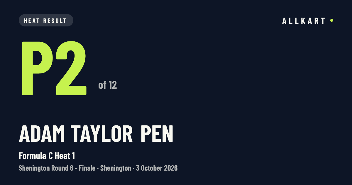 ADAM TAYLOR pen: P2 of 12 in Formula C Heat 1 at Shenington