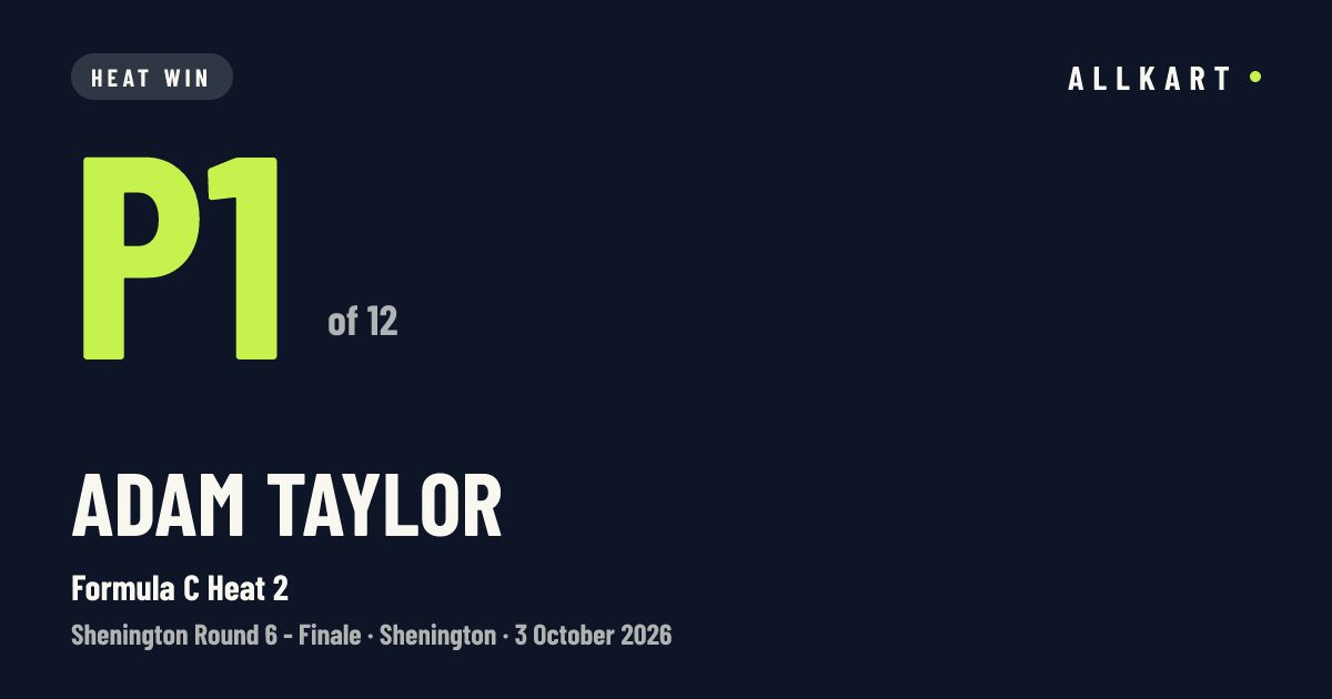 Adam Taylor: P1 of 12 in Formula C Heat 2 at Shenington
