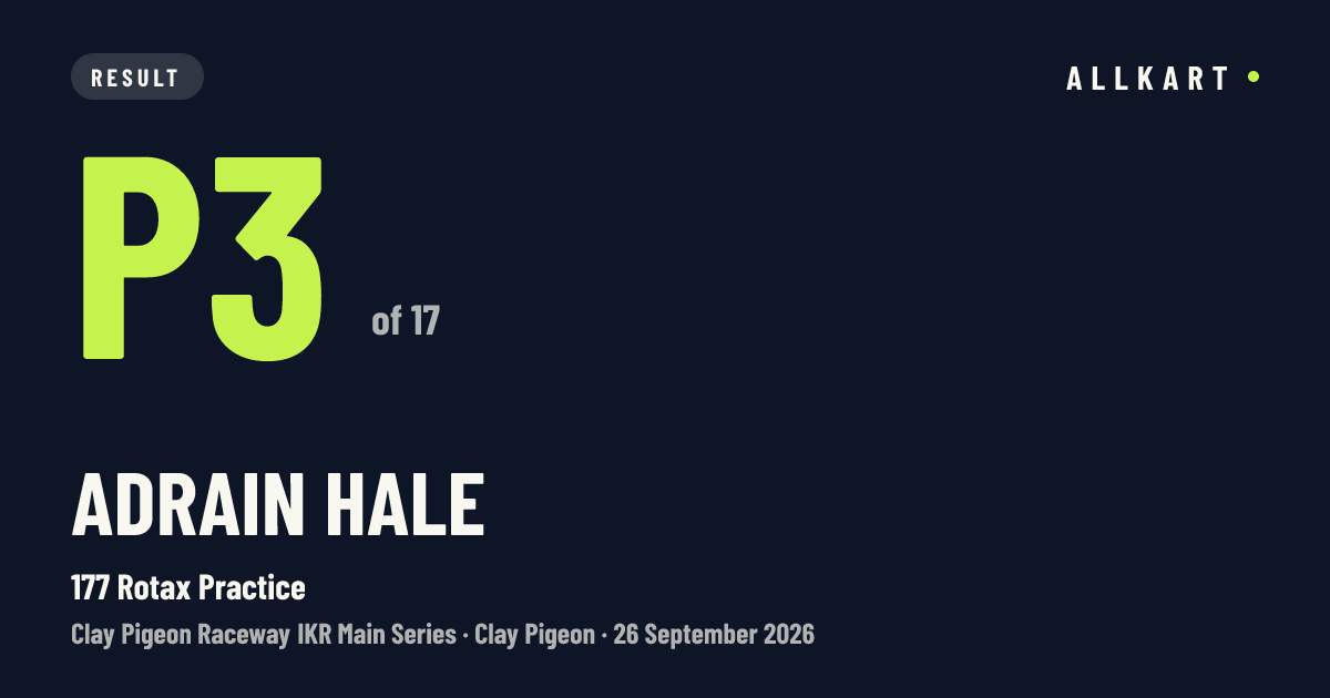 Adrain Hale: P3 of 17 in 177 Rotax Practice at Clay Pigeon