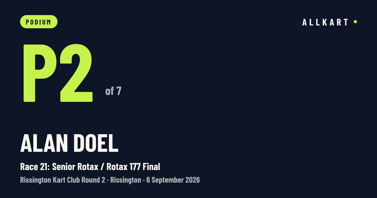 Alan Doel: P2 of 7 in Race 21: Senior Rotax / Rotax 177 Final at Rissington