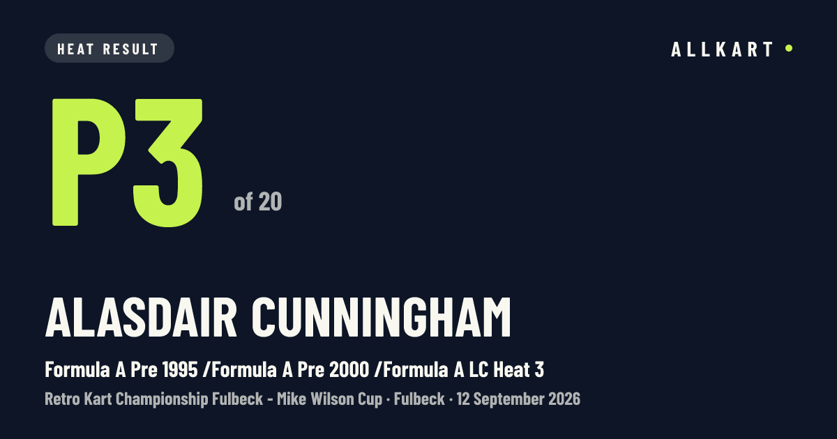 Alasdair Cunningham: P3 of 20 in Formula A Pre 1995 /Formula A Pre 2000 /Formula A LC Heat 3 at Fulbeck