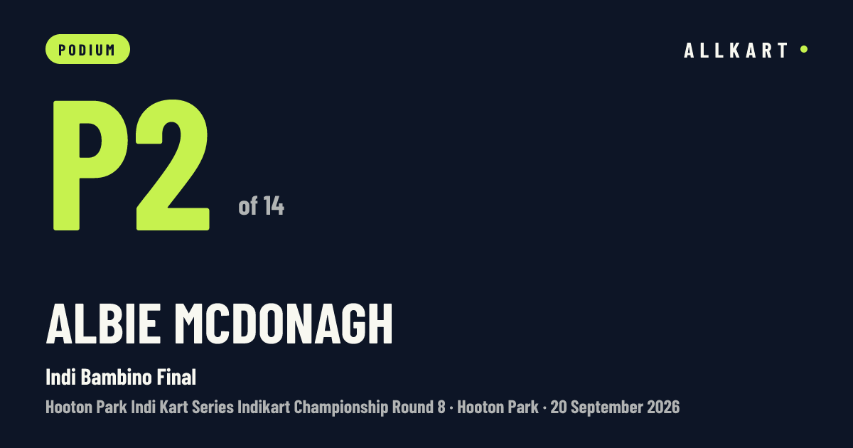 Albie McDonagh: P2 of 14 in Indi Bambino Final at Hooton Park