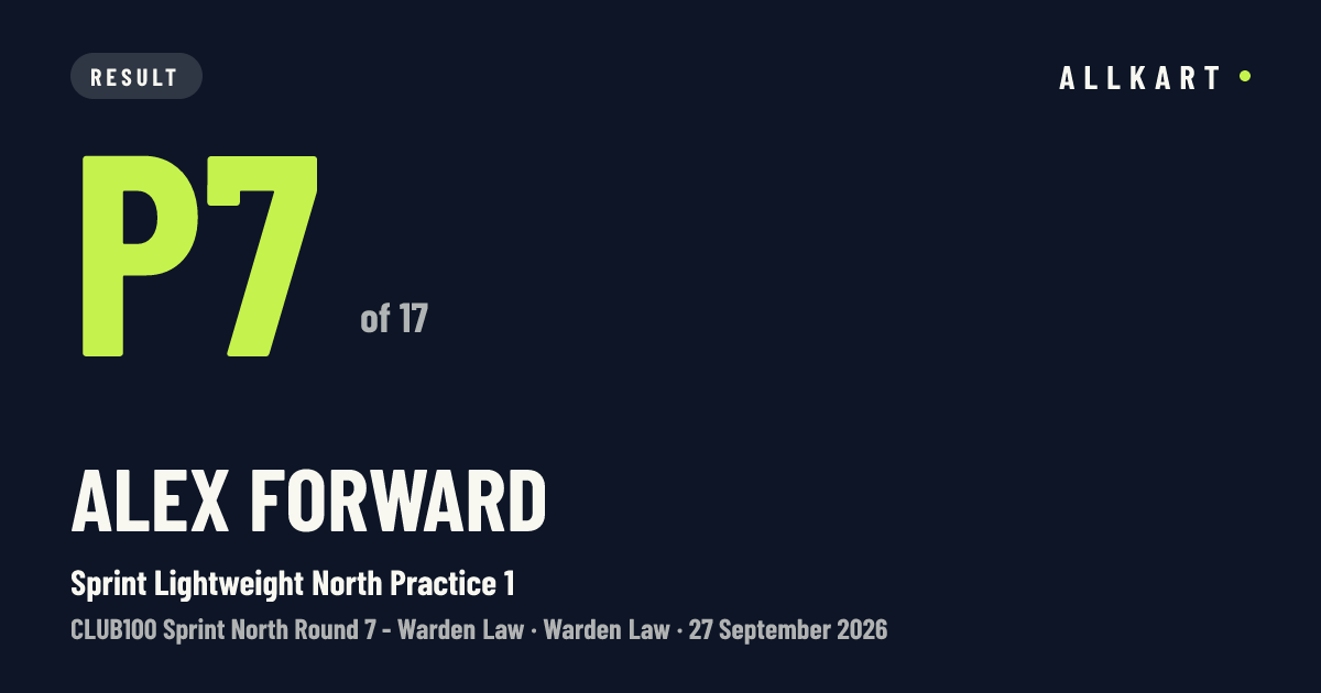 Alex Forward: P7 of 17 in Sprint Lightweight North Practice 1 at Warden Law