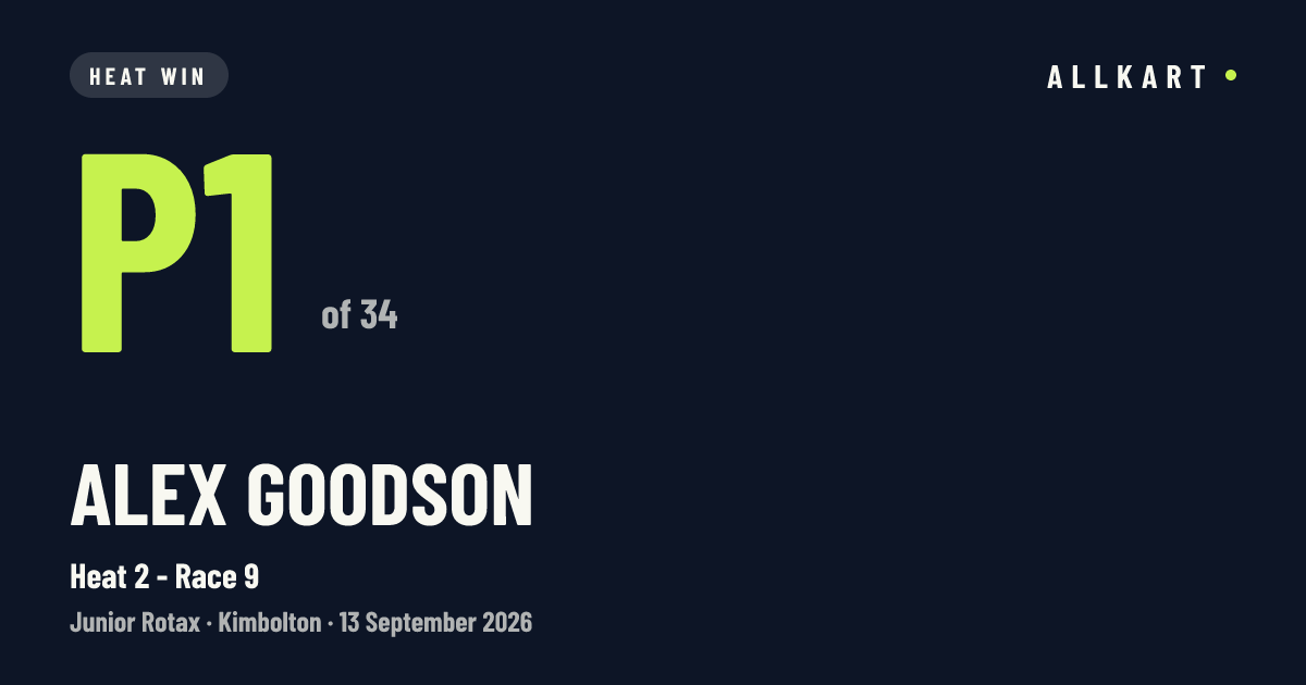 Alex GOODSON: P1 of 34 in Heat 2 - Race 9 at Kimbolton