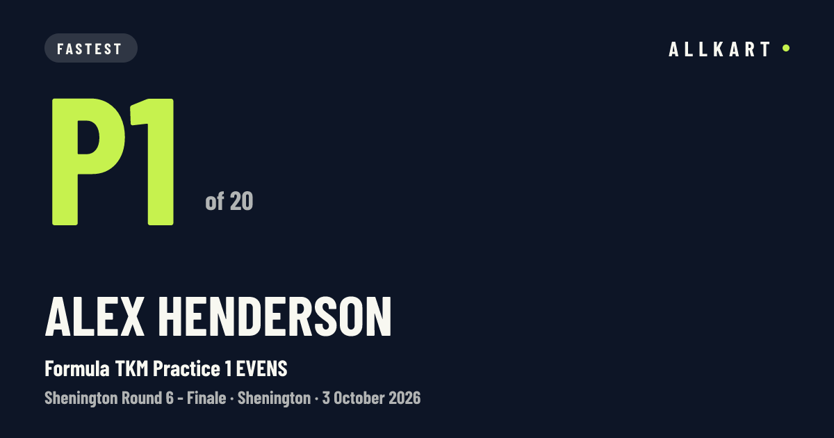 Alex Henderson: P1 of 20 in Formula TKM Practice 1 EVENS at Shenington