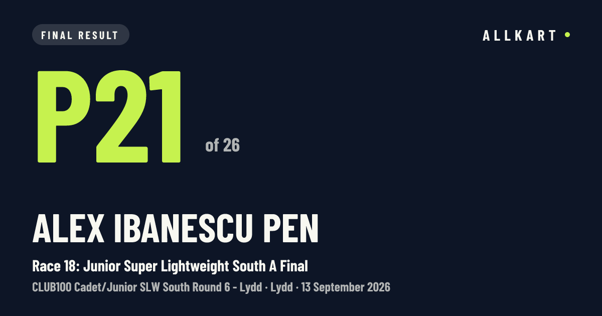 Alex Ibanescu pen: P21 of 26 in Race 18: Junior Super Lightweight South A Final at Lydd