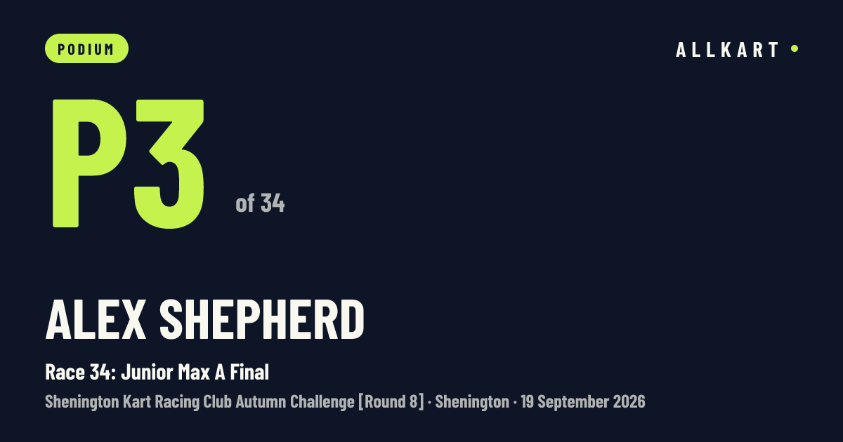 Alex Shepherd: P3 of 34 in Race 34: Junior Max A Final at Shenington