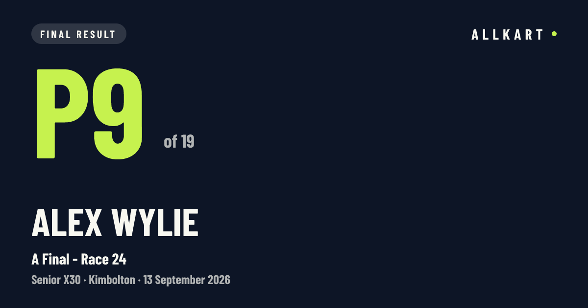 Alex WYLIE: P9 of 19 in A Final - Race 24 at Kimbolton