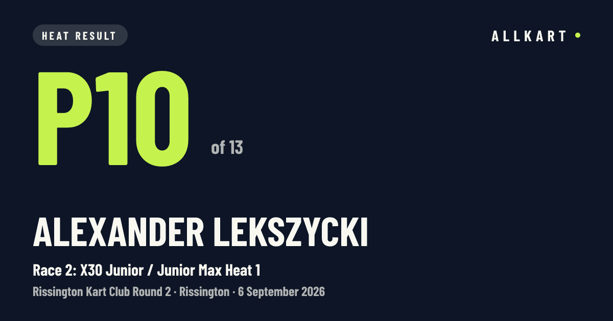 Alexander Lekszycki: P10 of 13 in Race 2: X30 Junior / Junior Max Heat 1 at Rissington