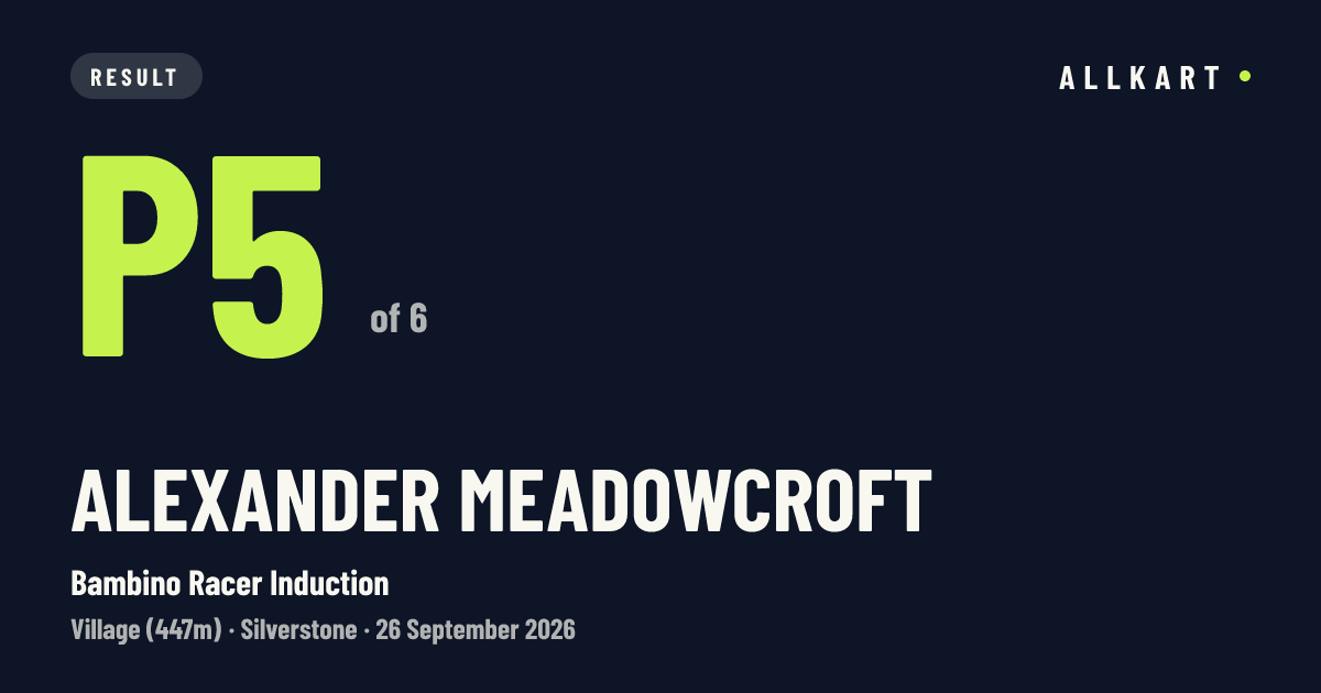 Alexander Meadowcroft: P5 of 6 in Bambino Racer Induction at Silverstone