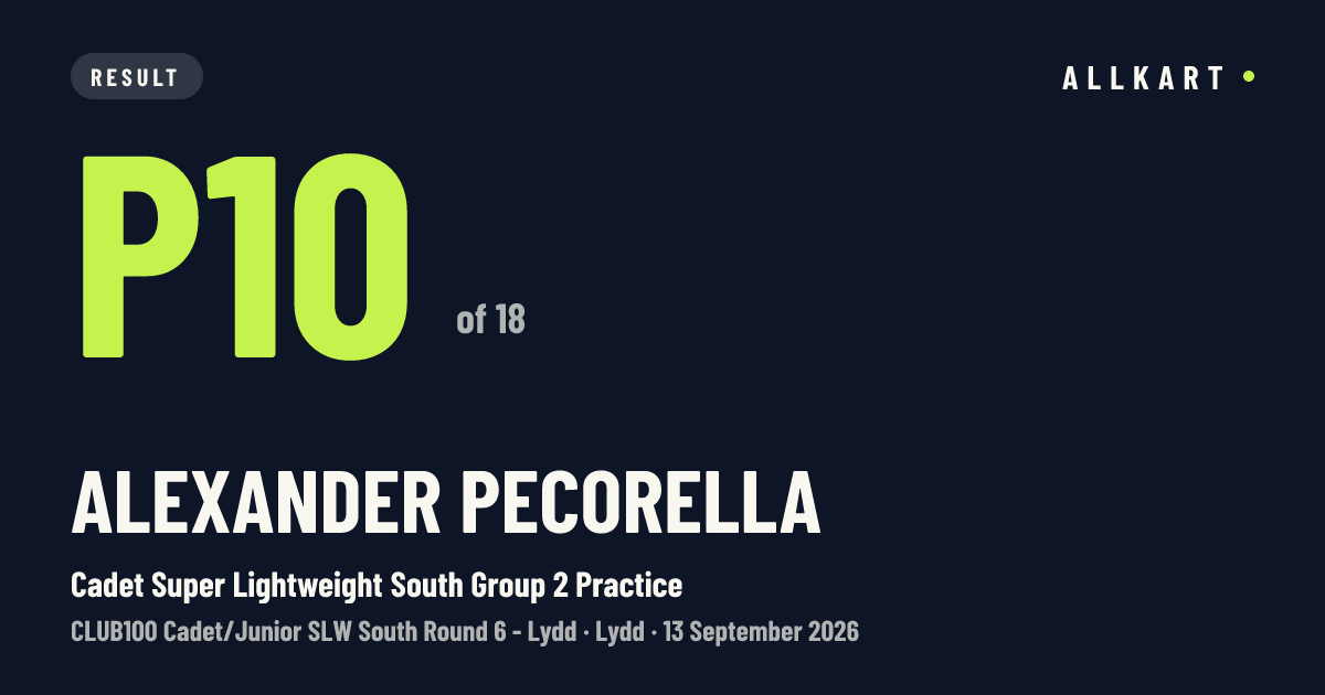 Alexander Pecorella: P10 of 18 in Cadet Super Lightweight South Group 2 Practice at Lydd