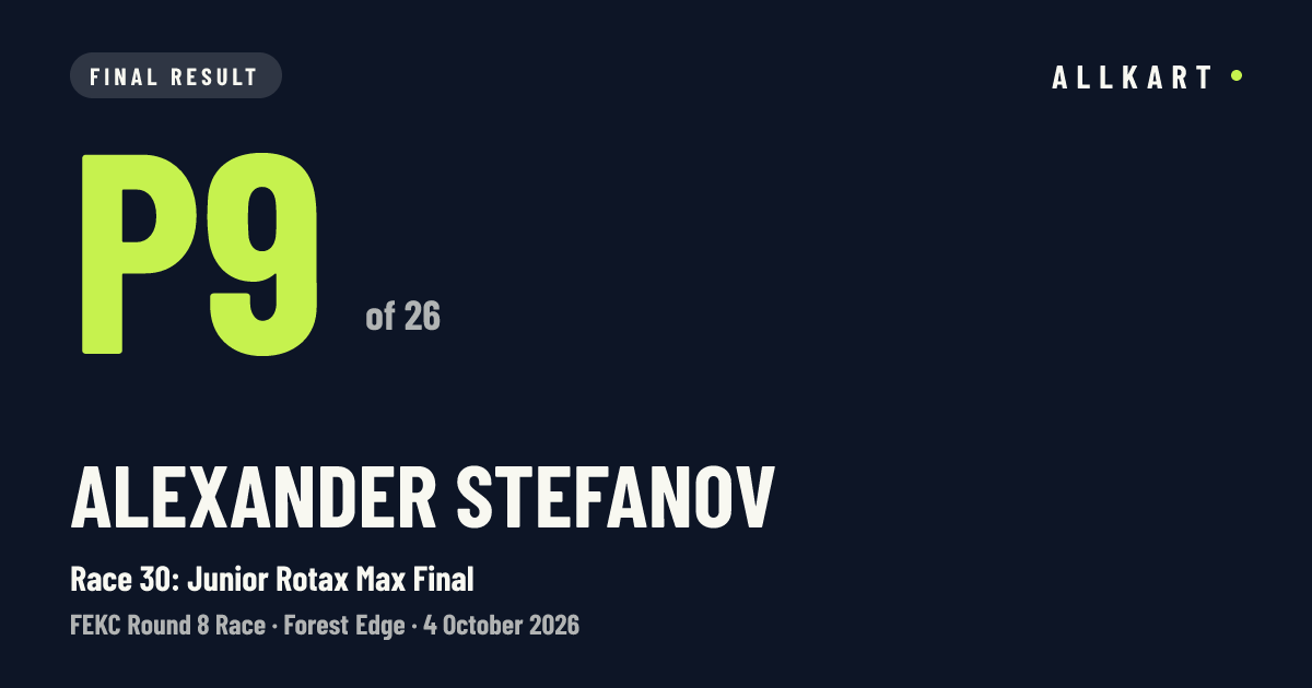 Alexander Stefanov: P9 of 26 in Race 30: Junior Rotax Max Final at Forest Edge