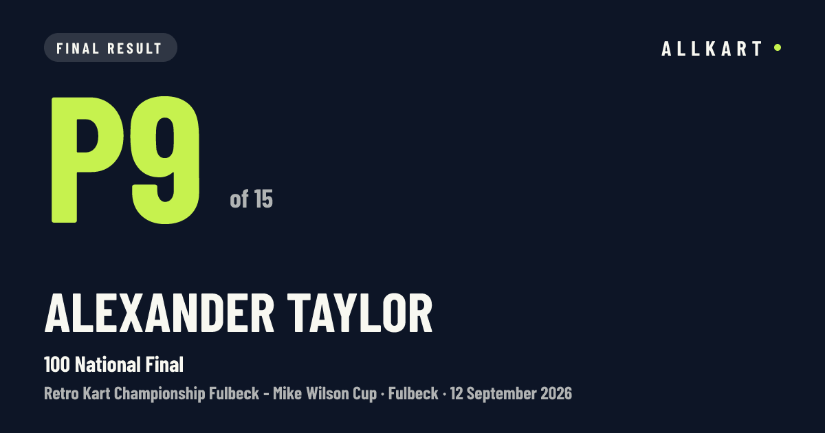Alexander Taylor: P9 of 15 in 100 National Final at Fulbeck