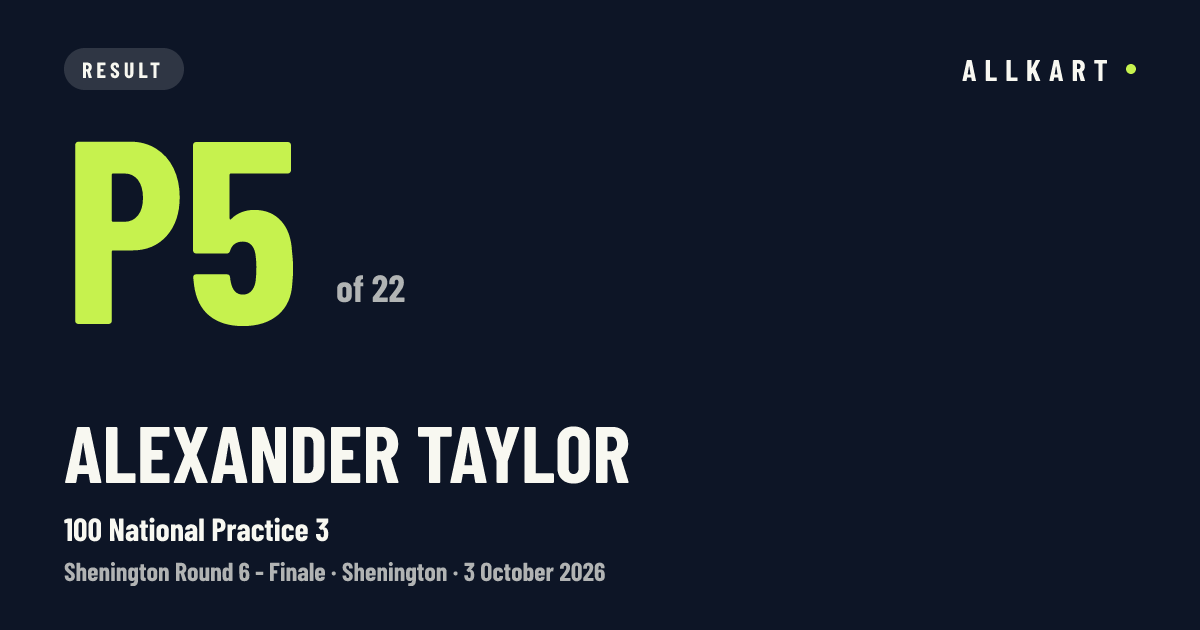 Alexander Taylor: P5 of 22 in 100 National Practice 3 at Shenington