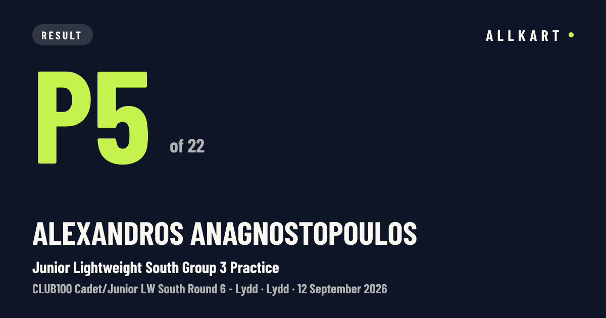 Alexandros Anagnostopoulos: P5 of 22 in Junior Lightweight South Group 3 Practice at Lydd