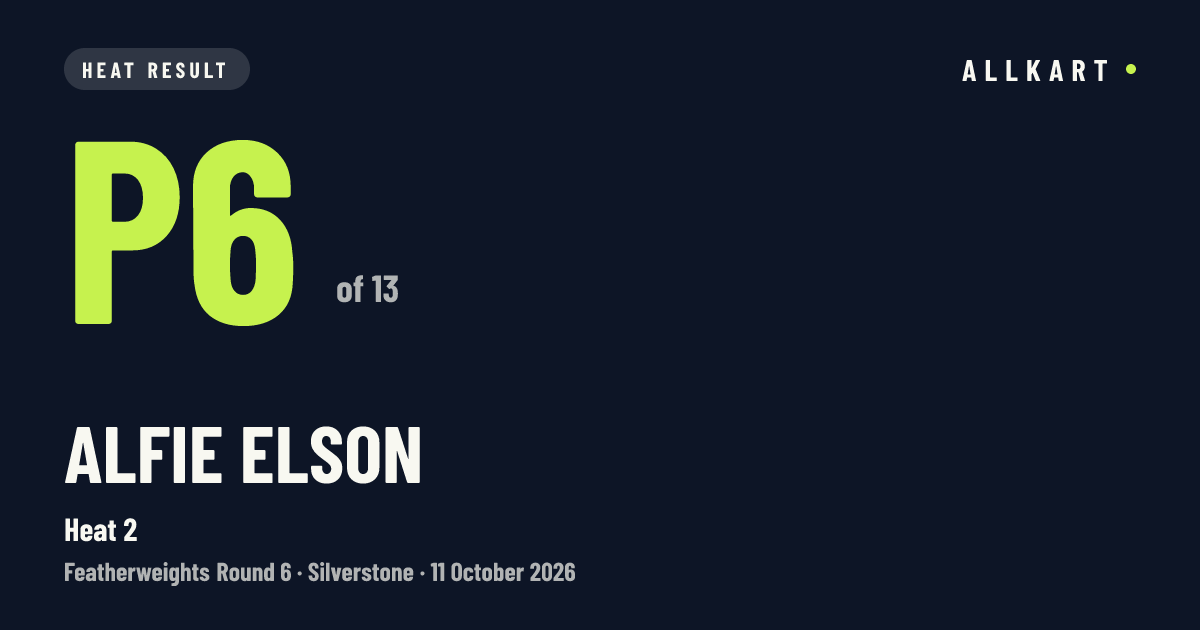Alfie Elson: P6 of 13 in Heat 2 at Silverstone