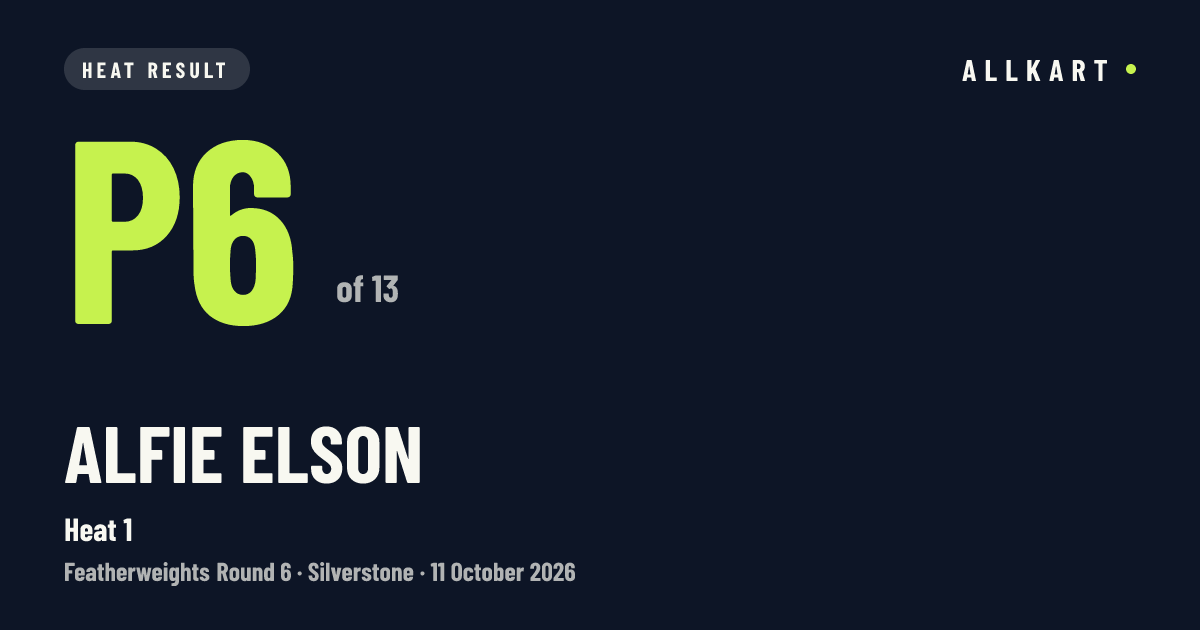 Alfie Elson: P6 of 13 in Heat 1 at Silverstone