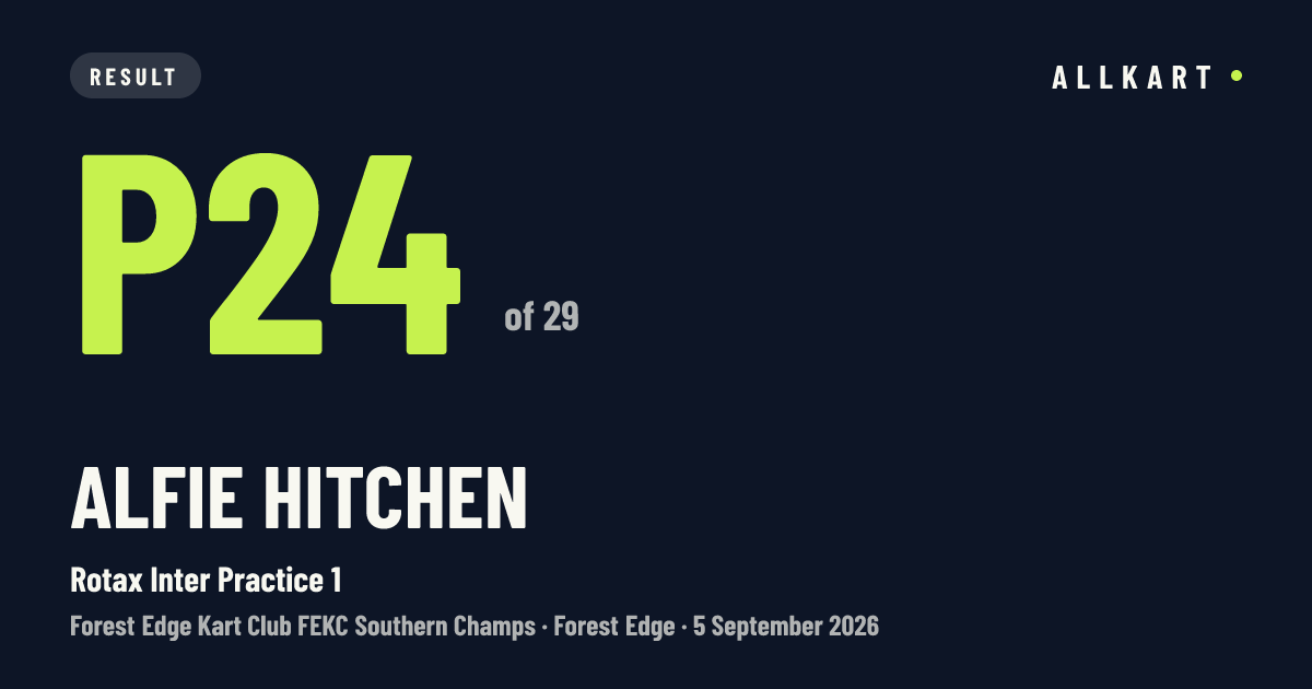 Alfie Hitchen: P24 of 29 in Rotax Inter Practice 1 at Forest Edge