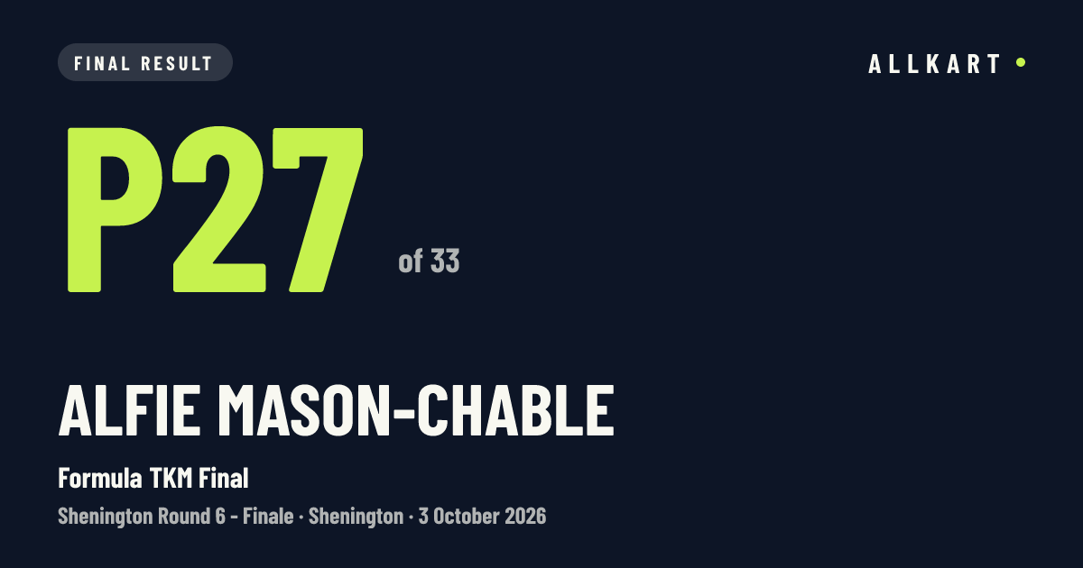 Alfie Mason-Chable: P27 of 33 in Formula TKM Final at Shenington
