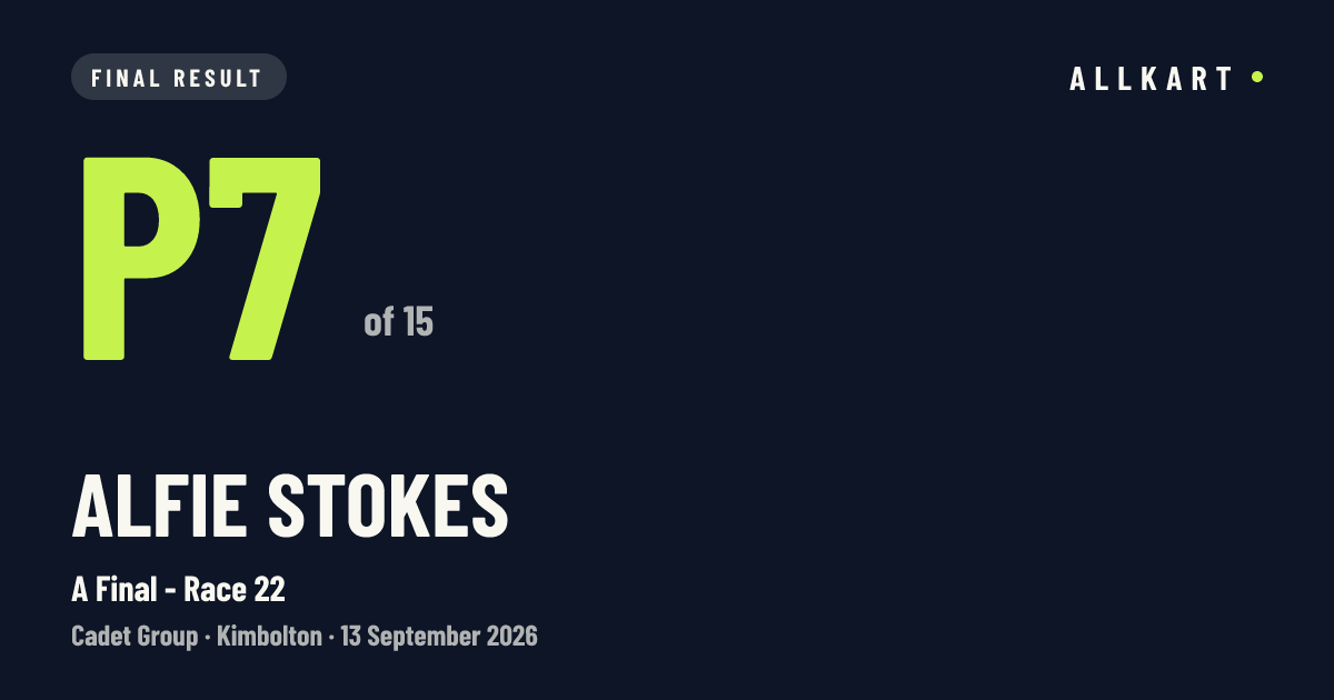 Alfie Stokes: P7 of 15 in A Final - Race 22 at Kimbolton