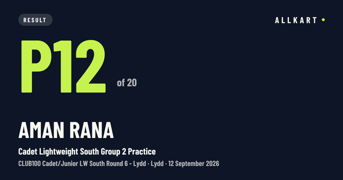 Aman Rana: P12 of 20 in Cadet Lightweight South Group 2 Practice at Lydd