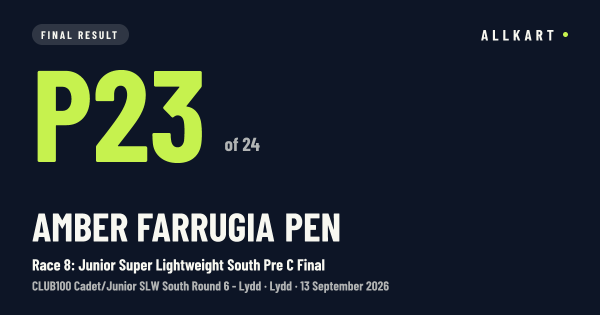 Amber Farrugia pen: P23 of 24 in Race 8: Junior Super Lightweight South Pre C Final at Lydd