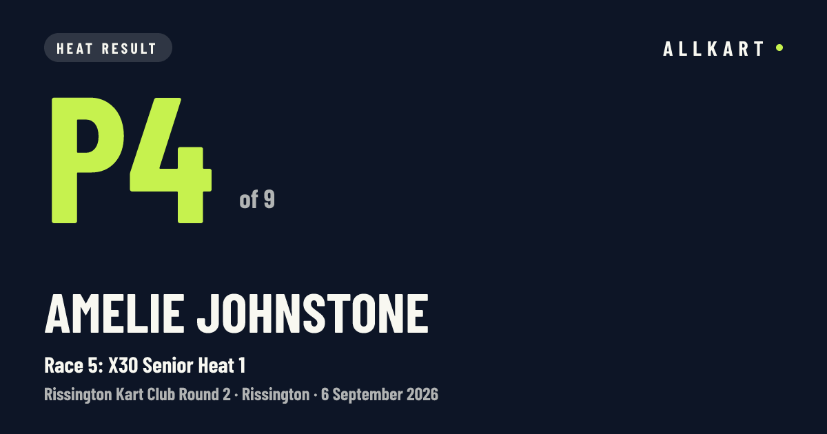 Amelie Johnstone: P4 of 9 in Race 5: X30 Senior Heat 1 at Rissington