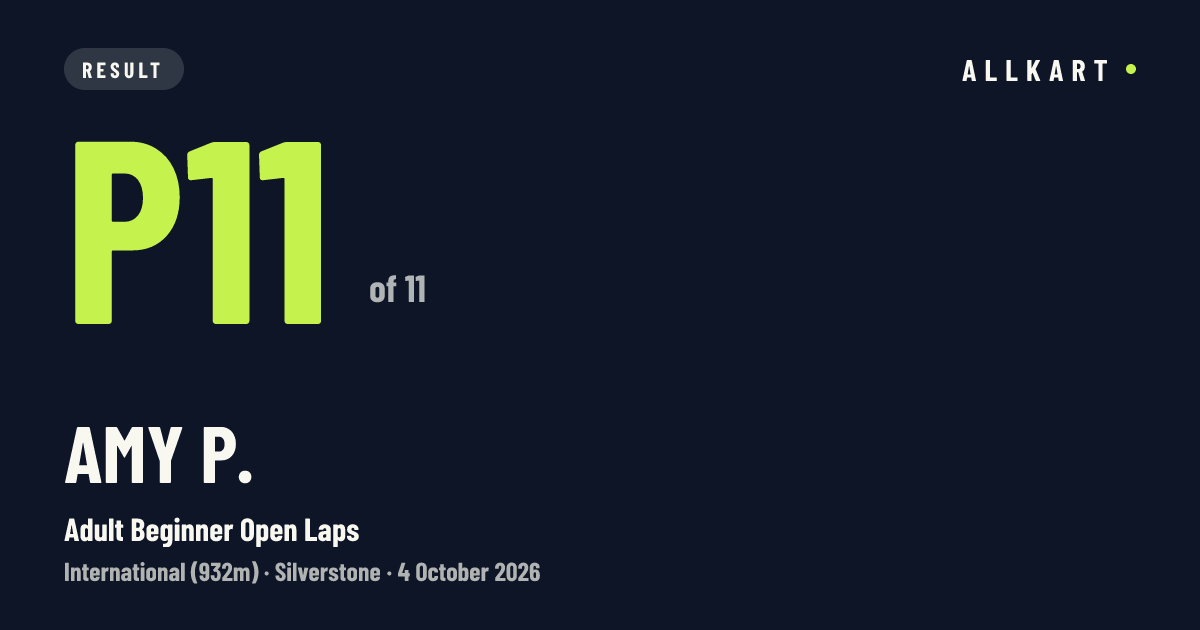 Amy P.: P11 of 11 in Adult Beginner Open Laps at Silverstone