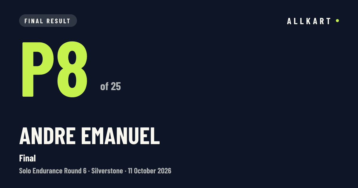 Andre Emanuel: P8 of 25 in Final at Silverstone