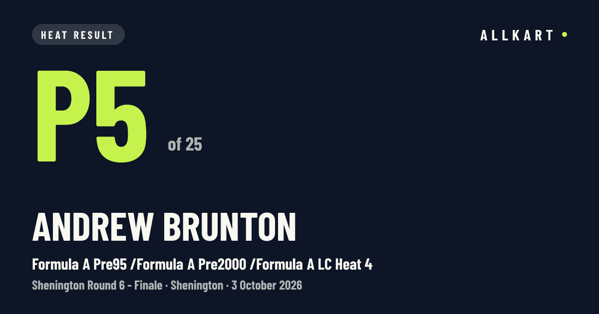 Andrew Brunton: P5 of 25 in Formula A Pre95 /Formula A Pre2000 /Formula A LC Heat 4 at Shenington