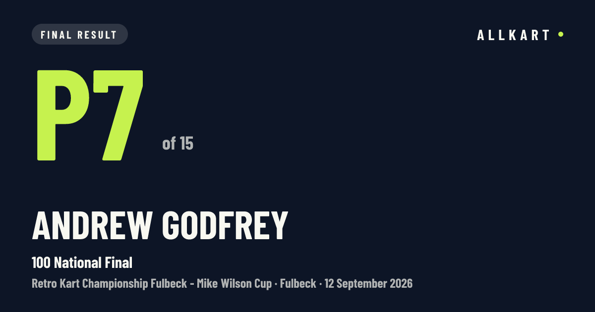 Andrew Godfrey: P7 of 15 in 100 National Final at Fulbeck