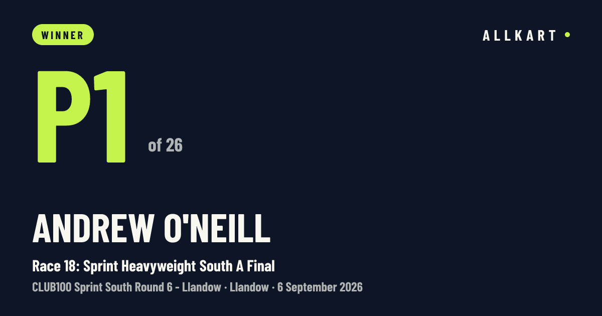 Andrew O'Neill: P1 of 26 in Race 18: Sprint Heavyweight South A Final at Llandow