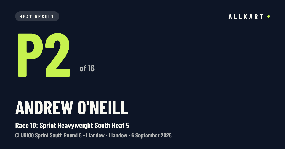 Andrew O'Neill: P2 of 16 in Race 10: Sprint Heavyweight South Heat 5 at Llandow