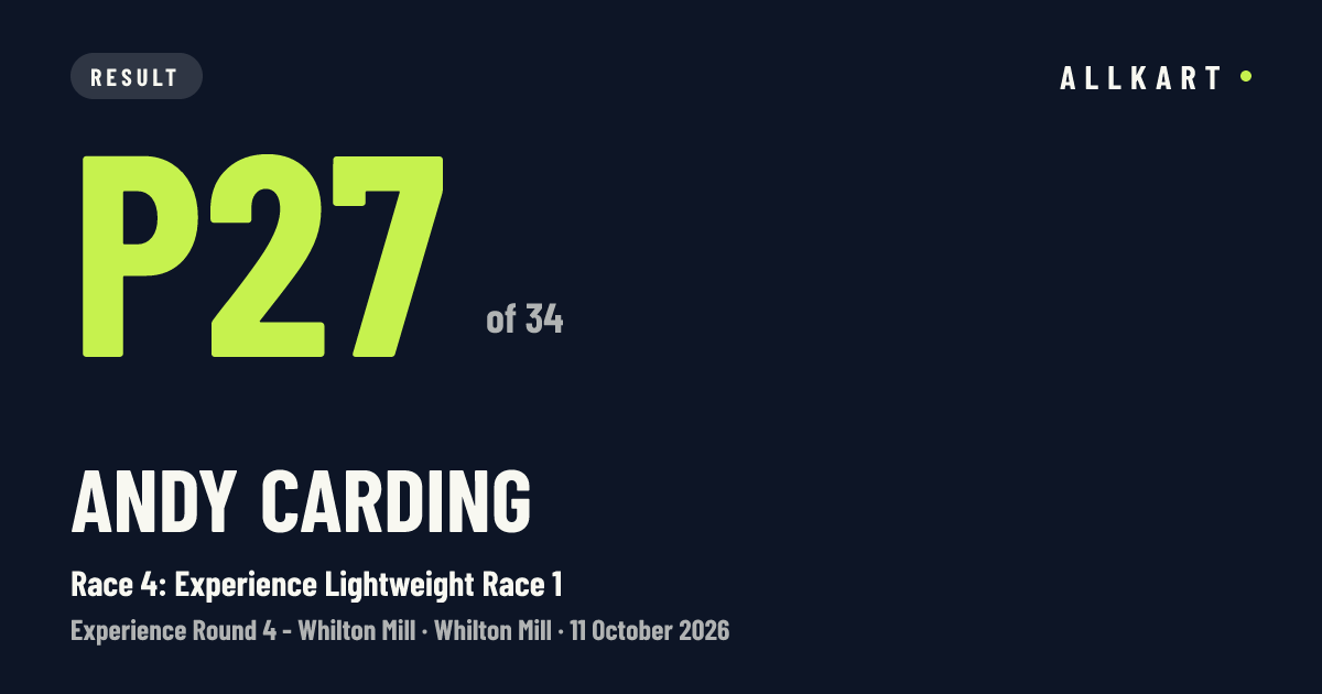 Andy Carding: P27 of 34 in Race 4: Experience Lightweight Race 1 at Whilton Mill
