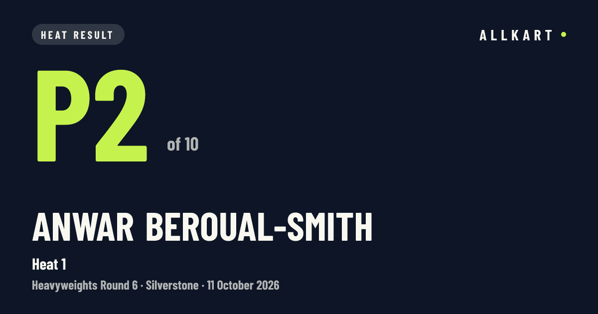 Anwar Beroual-Smith: P2 of 10 in Heat 1 at Silverstone