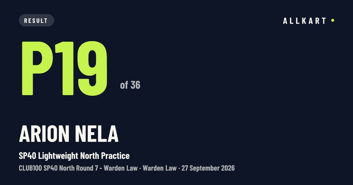 Arion Nela: P19 of 36 in SP40 Lightweight North Practice at Warden Law