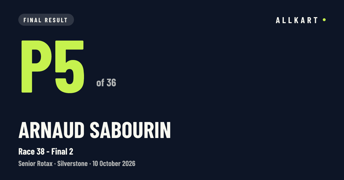 Arnaud SABOURIN: P5 of 36 in Race 38 - Final 2 at Silverstone