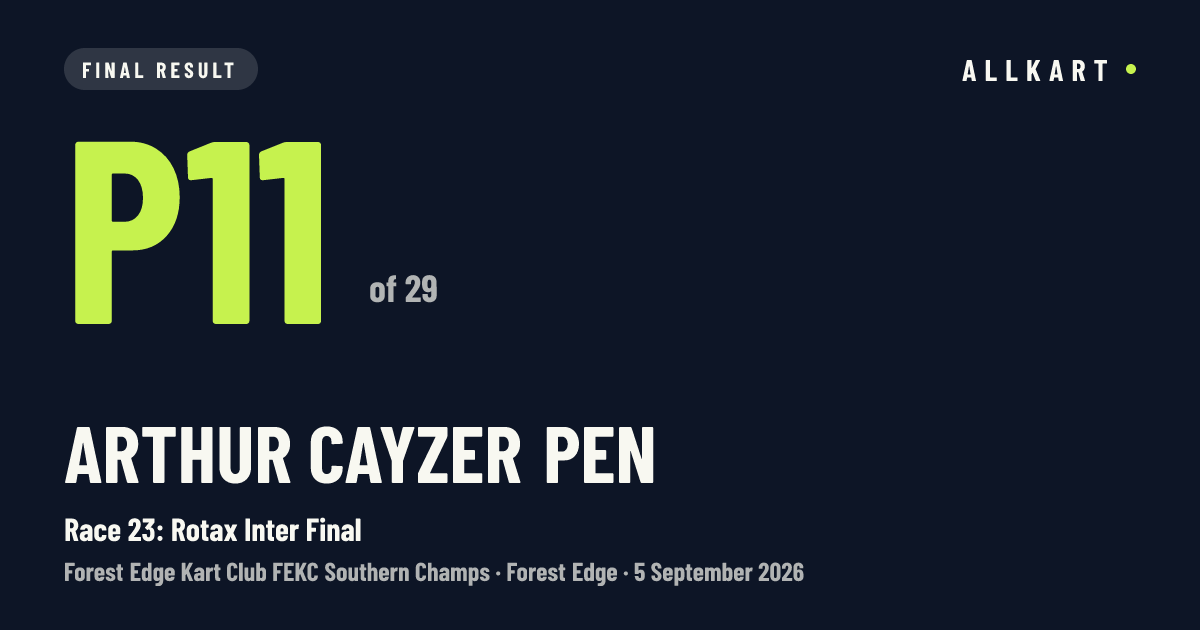 Arthur Cayzer pen: P11 of 29 in Race 23: Rotax Inter Final at Forest Edge
