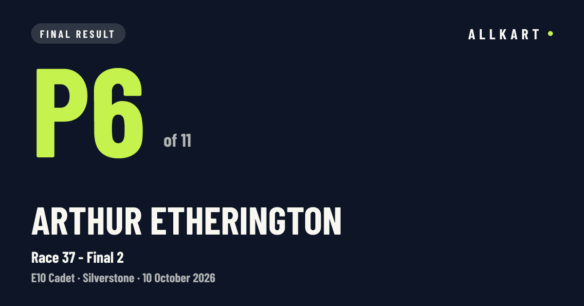 Arthur Etherington: P6 of 11 in Race 37 - Final 2 at Silverstone