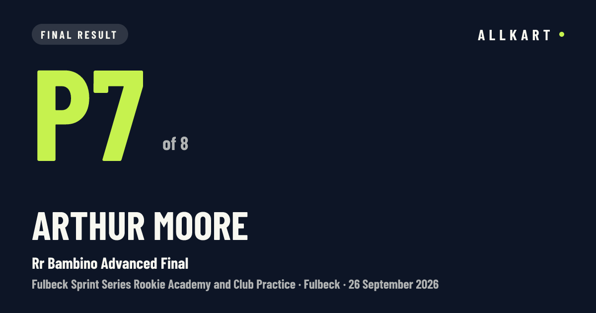 Arthur Moore: P7 of 8 in Rr Bambino Advanced Final at Fulbeck