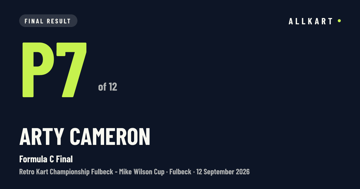 Arty Cameron: P7 of 12 in Formula C Final at Fulbeck