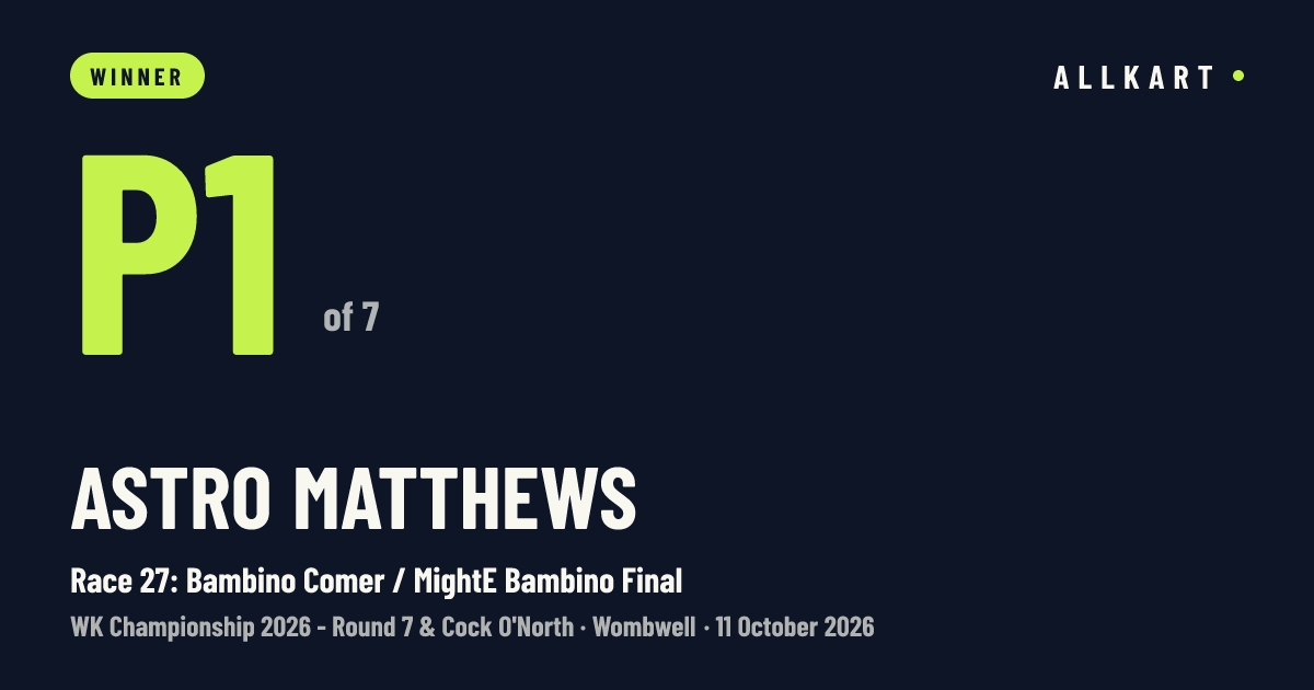 Astro Matthews: P1 of 7 in Race 27: Bambino Comer / MightE Bambino Final at Wombwell