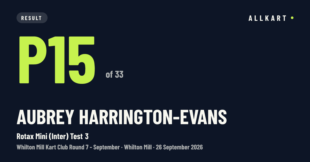Aubrey HARRINGTON-EVANS: P15 of 33 in Rotax Mini (Inter) Test 3 at Whilton Mill
