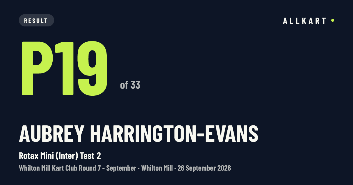 Aubrey HARRINGTON-EVANS: P19 of 33 in Rotax Mini (Inter) Test 2 at Whilton Mill