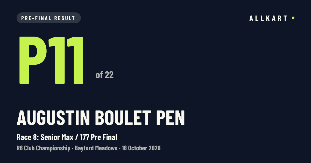 Augustin Boulet pen: P11 of 22 in Race 8: Senior Max / 177 Pre Final at Bayford Meadows