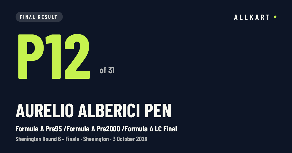 AURELIO ALBERICI pen: P12 of 31 in Formula A Pre95 /Formula A Pre2000 /Formula A LC Final at Shenington