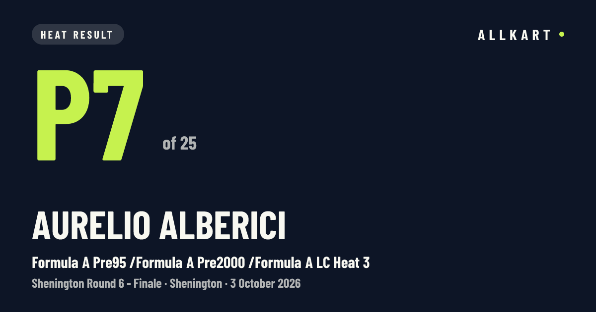 Aurelio Alberici: P7 of 25 in Formula A Pre95 /Formula A Pre2000 /Formula A LC Heat 3 at Shenington