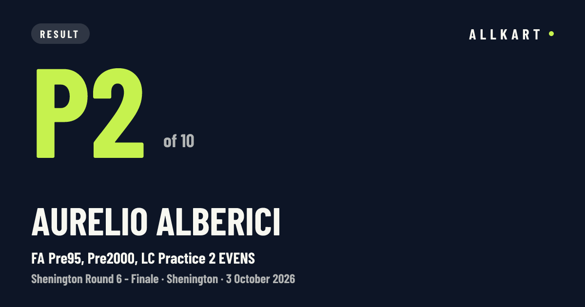 Aurelio Alberici: P2 of 10 in FA Pre95, Pre2000, LC Practice 2 EVENS at Shenington