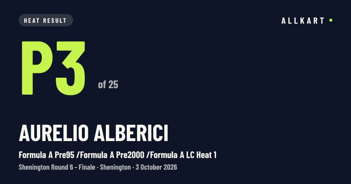 Aurelio Alberici: P3 of 25 in Formula A Pre95 /Formula A Pre2000 /Formula A LC Heat 1 at Shenington